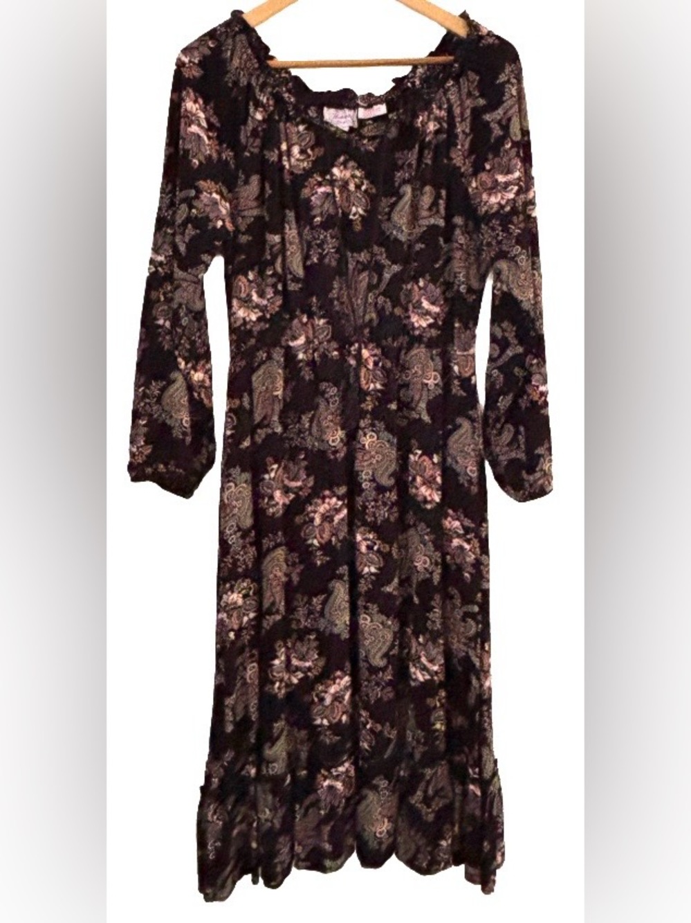 Panhandle Slim VTG paisley ruffl hem drss SZ L western prairiecore
